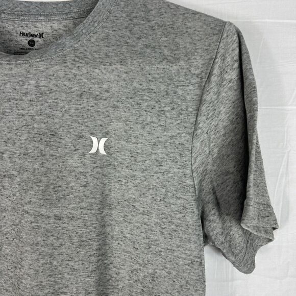 Hurley T-Shirt Men's Small S Short Sleeve Crew Neck Logo Heathered Gray - Picture 2 of 5